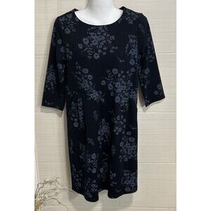 Croft & Barrow Navy Blue Monochrome Floral Dress XS, Cottage Traditional Office